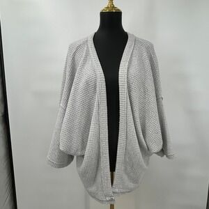 Maeve Anthropologie Gray Oversized Textured Open Front Cardigan XL